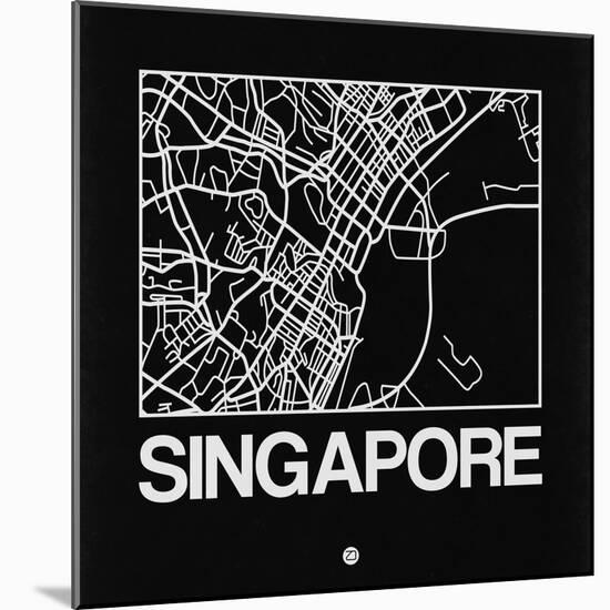 Black Map of Singapore-NaxArt-Mounted Art Print