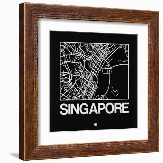 Black Map of Singapore-NaxArt-Framed Art Print