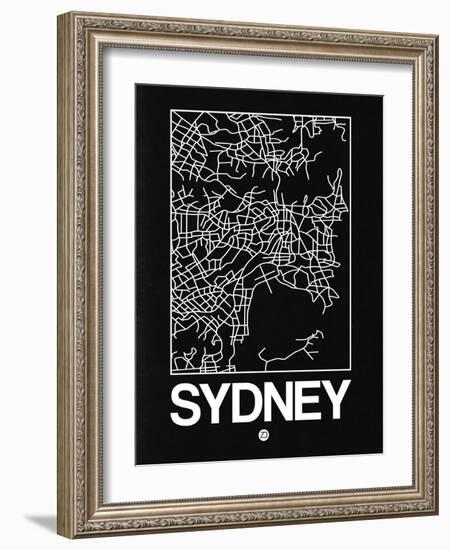 Black Map of Sydney-NaxArt-Framed Art Print