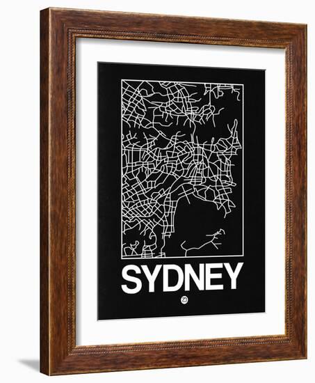 Black Map of Sydney-NaxArt-Framed Art Print