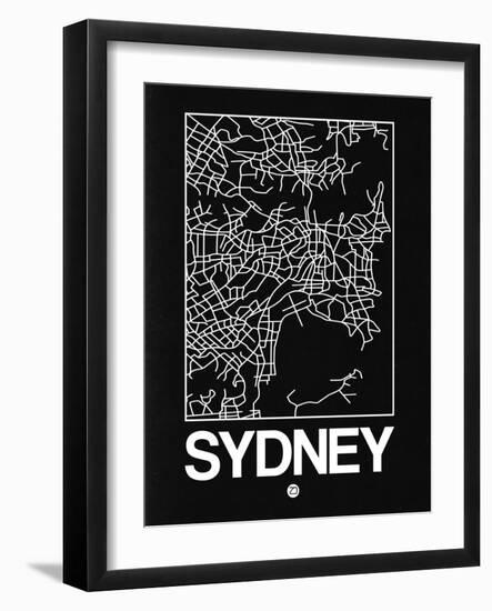 Black Map of Sydney-NaxArt-Framed Art Print