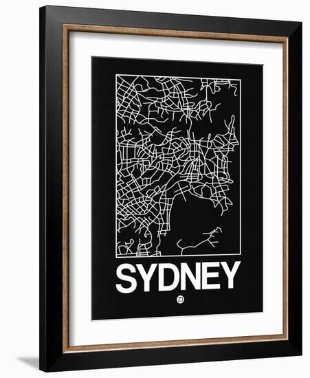 Black Map of Sydney-NaxArt-Framed Art Print