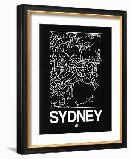 Black Map of Sydney-NaxArt-Framed Art Print