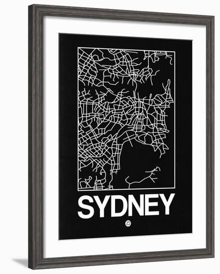 Black Map of Sydney-NaxArt-Framed Art Print