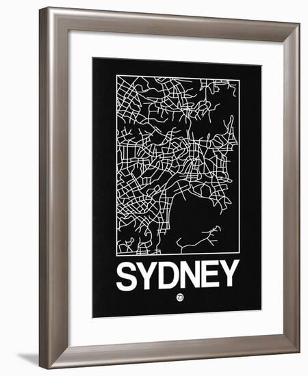 Black Map of Sydney-NaxArt-Framed Art Print