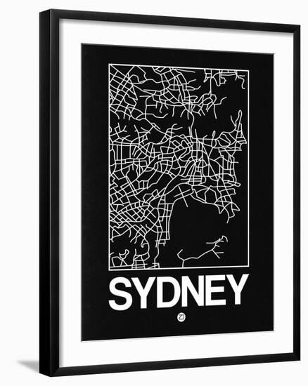 Black Map of Sydney-NaxArt-Framed Art Print