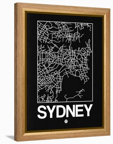 Black Map of Sydney-NaxArt-Framed Stretched Canvas