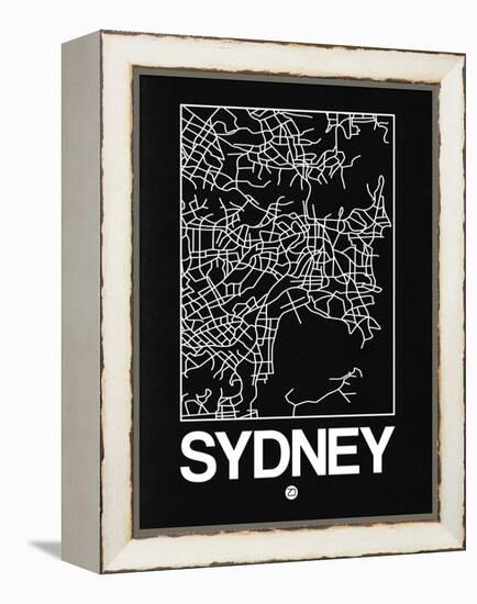 Black Map of Sydney-NaxArt-Framed Stretched Canvas