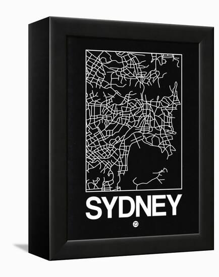 Black Map of Sydney-NaxArt-Framed Stretched Canvas