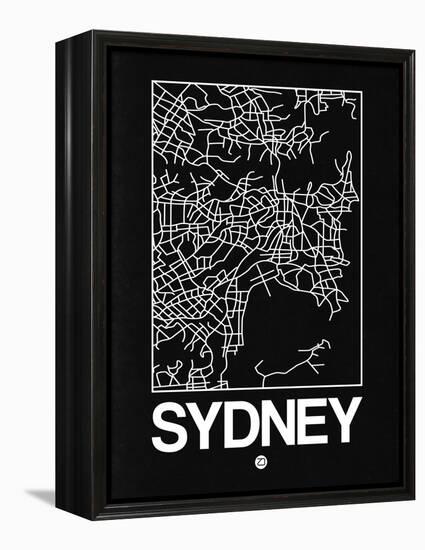 Black Map of Sydney-NaxArt-Framed Stretched Canvas