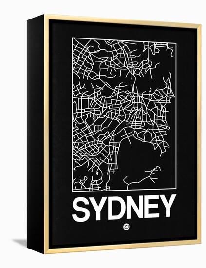 Black Map of Sydney-NaxArt-Framed Stretched Canvas