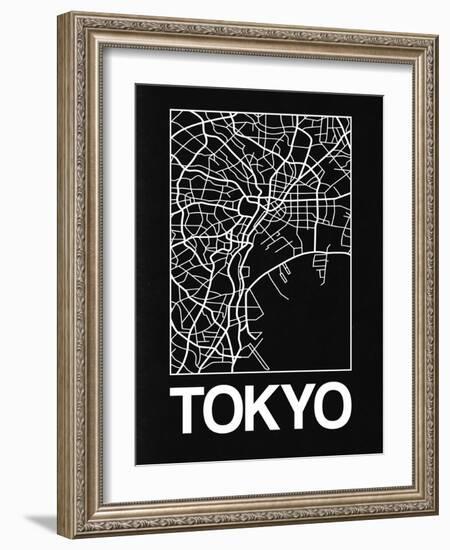 Black Map of Tokyo-NaxArt-Framed Art Print