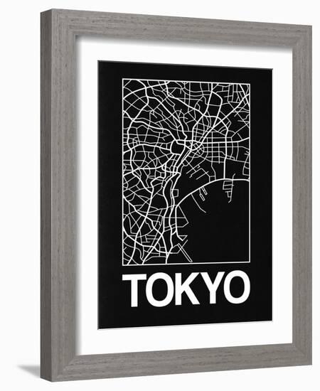 Black Map of Tokyo-NaxArt-Framed Art Print