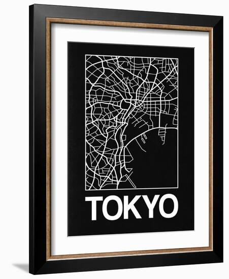 Black Map of Tokyo-NaxArt-Framed Art Print