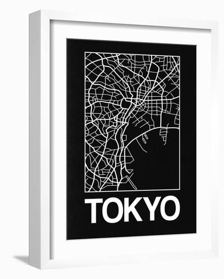 Black Map of Tokyo-NaxArt-Framed Art Print