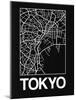 Black Map of Tokyo-NaxArt-Mounted Art Print