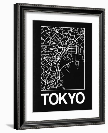 Black Map of Tokyo-NaxArt-Framed Art Print