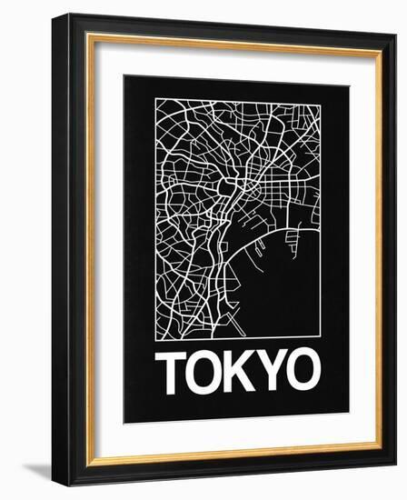 Black Map of Tokyo-NaxArt-Framed Art Print