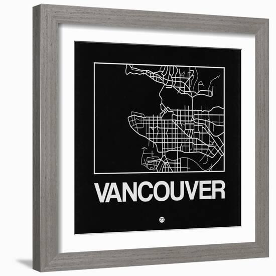 Black Map of Vancouver-NaxArt-Framed Art Print