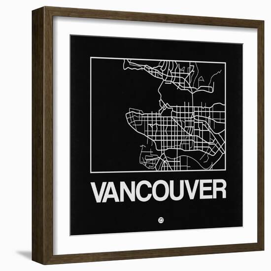 Black Map of Vancouver-NaxArt-Framed Art Print