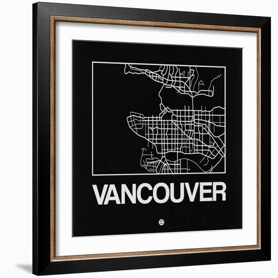 Black Map of Vancouver-NaxArt-Framed Art Print