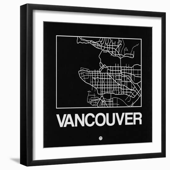 Black Map of Vancouver-NaxArt-Framed Art Print