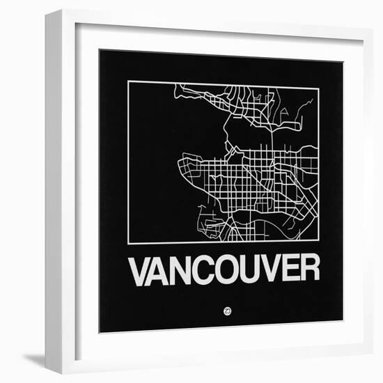 Black Map of Vancouver-NaxArt-Framed Art Print