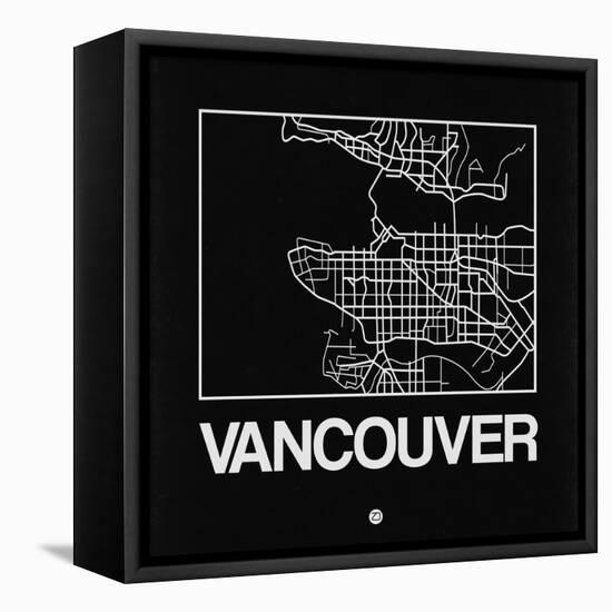Black Map of Vancouver-NaxArt-Framed Stretched Canvas