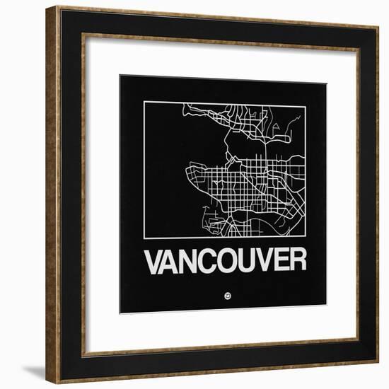 Black Map of Vancouver-NaxArt-Framed Premium Giclee Print