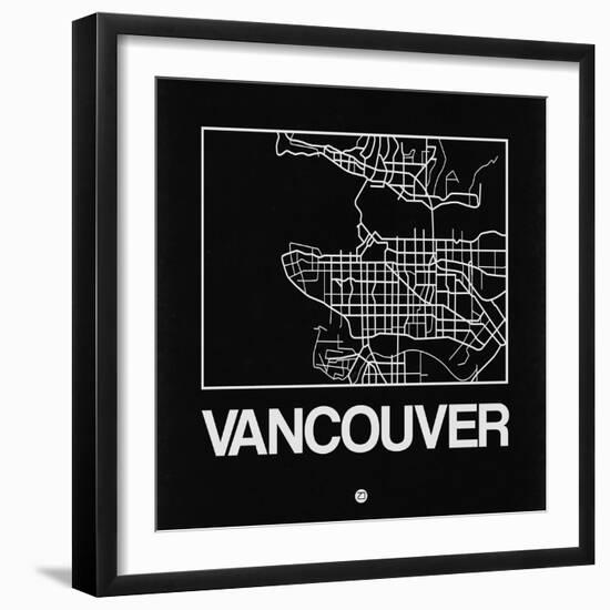 Black Map of Vancouver-NaxArt-Framed Premium Giclee Print