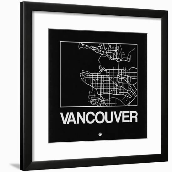 Black Map of Vancouver-NaxArt-Framed Premium Giclee Print