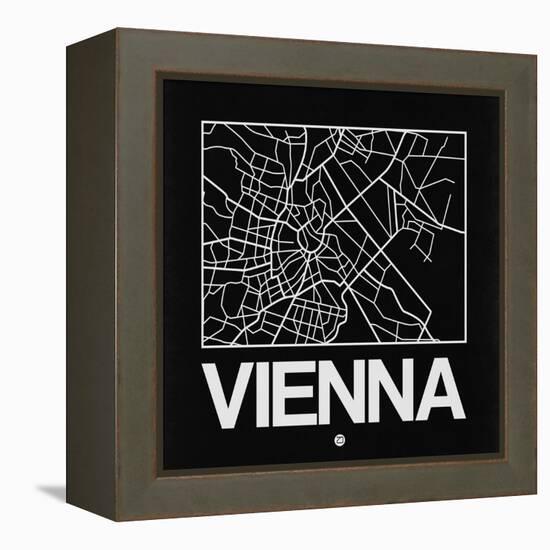 Black Map of Vienna-NaxArt-Framed Stretched Canvas