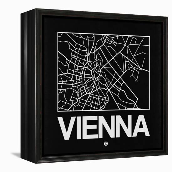 Black Map of Vienna-NaxArt-Framed Stretched Canvas