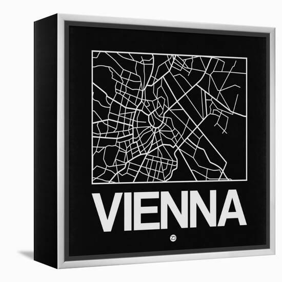 Black Map of Vienna-NaxArt-Framed Stretched Canvas