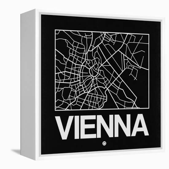 Black Map of Vienna-NaxArt-Framed Stretched Canvas