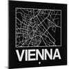 Black Map of Vienna-NaxArt-Mounted Art Print