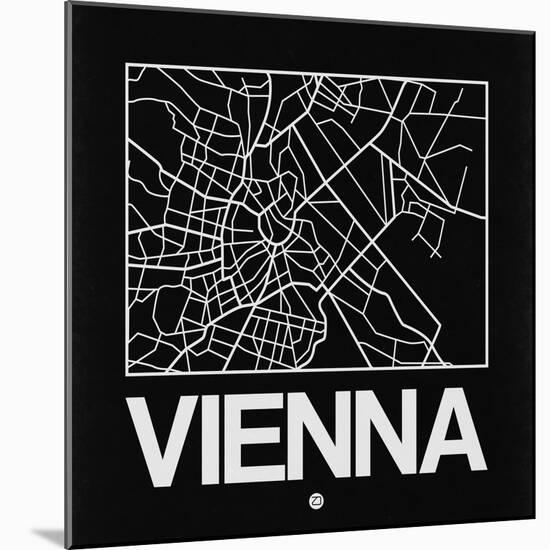 Black Map of Vienna-NaxArt-Mounted Art Print