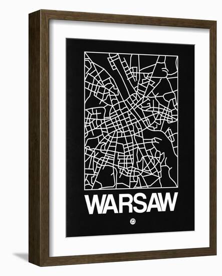 Black Map of Warsaw-NaxArt-Framed Art Print