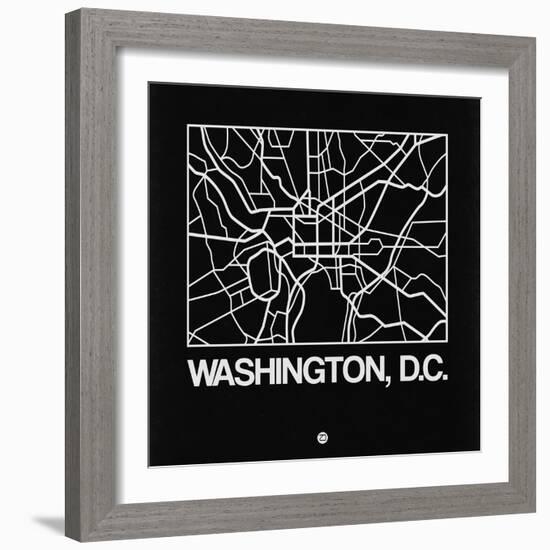 Black Map of Washington, D.C.-NaxArt-Framed Art Print