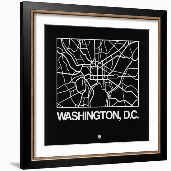 Black Map of Washington, D.C.-NaxArt-Framed Art Print