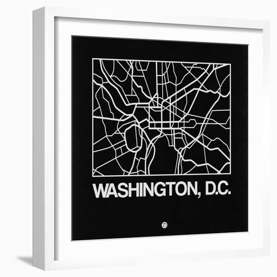 Black Map of Washington, D.C.-NaxArt-Framed Art Print