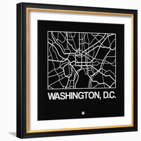 Black Map of Washington, D.C.-NaxArt-Framed Art Print