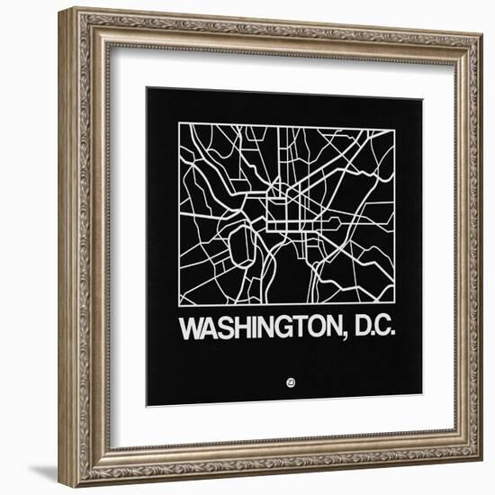 Black Map of Washington, D.C.-NaxArt-Framed Art Print