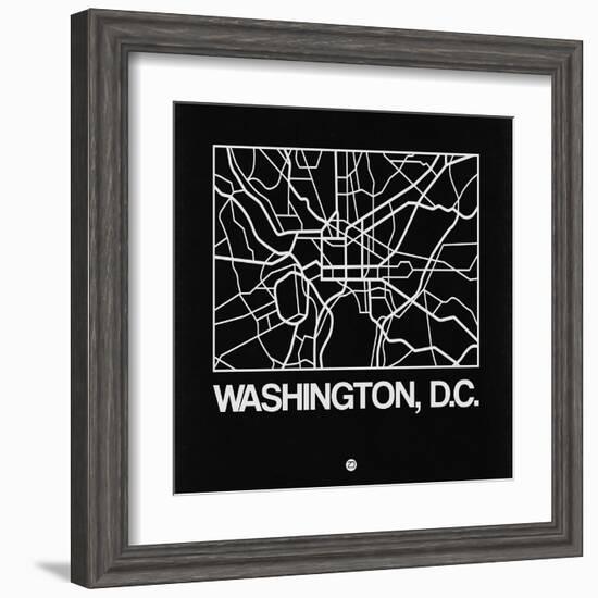 Black Map of Washington, D.C.-NaxArt-Framed Art Print