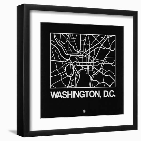 Black Map of Washington, D.C.-NaxArt-Framed Art Print