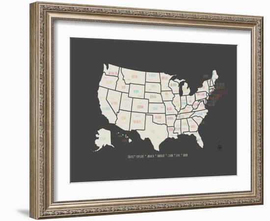 Black Map USA-Kindred Sol Collective-Framed Art Print