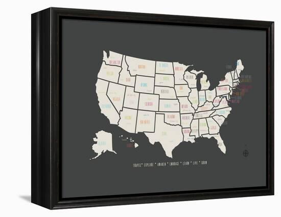 Black Map USA-Kindred Sol Collective-Framed Stretched Canvas