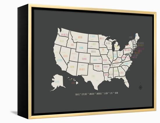 Black Map USA-Kindred Sol Collective-Framed Stretched Canvas