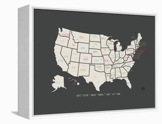 Black Map USA-Kindred Sol Collective-Framed Stretched Canvas