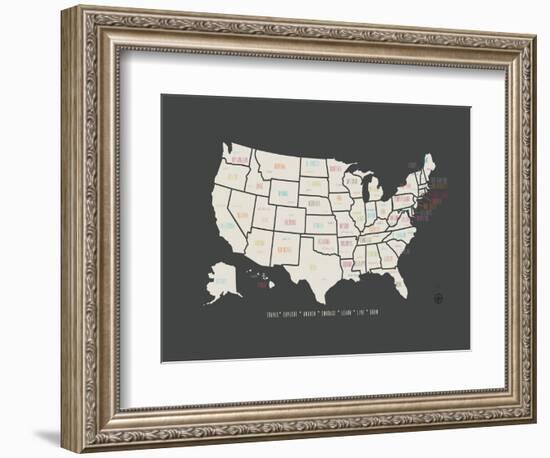 Black Map USA-Kindred Sol Collective-Framed Art Print